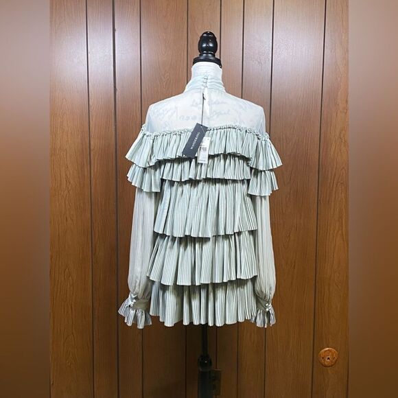 Wandering Pleated Satin Mini Dress In Grey size 40/us size 4 - Picture 6 of 14